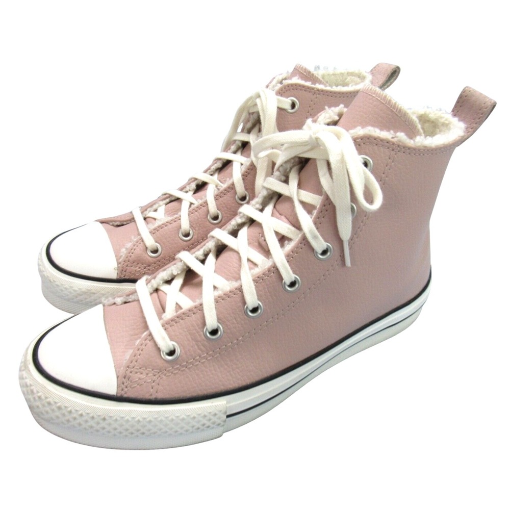 CONVERSE CHUCK TAYLOR All Star EVA LIFT Mauve LEATHER Sherpa Lined SNEAKERS 6.5